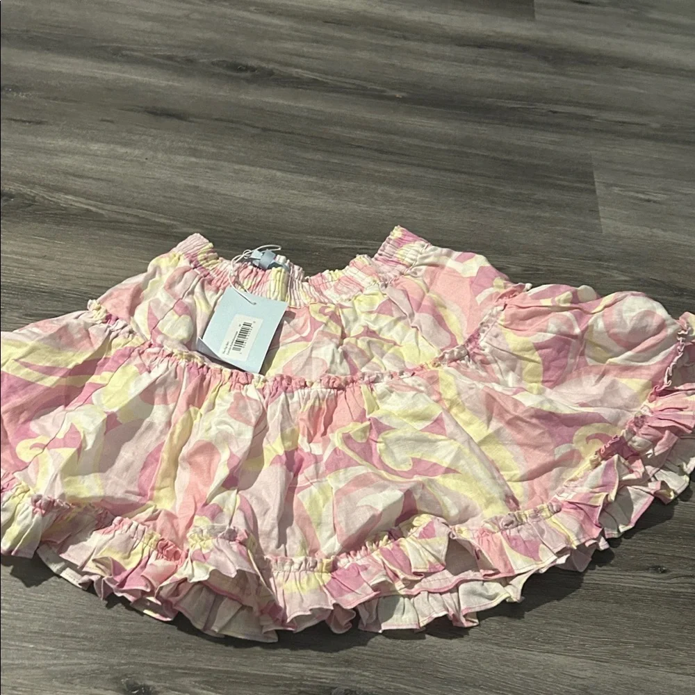 Pink and Yellow Ruffled skirt‎